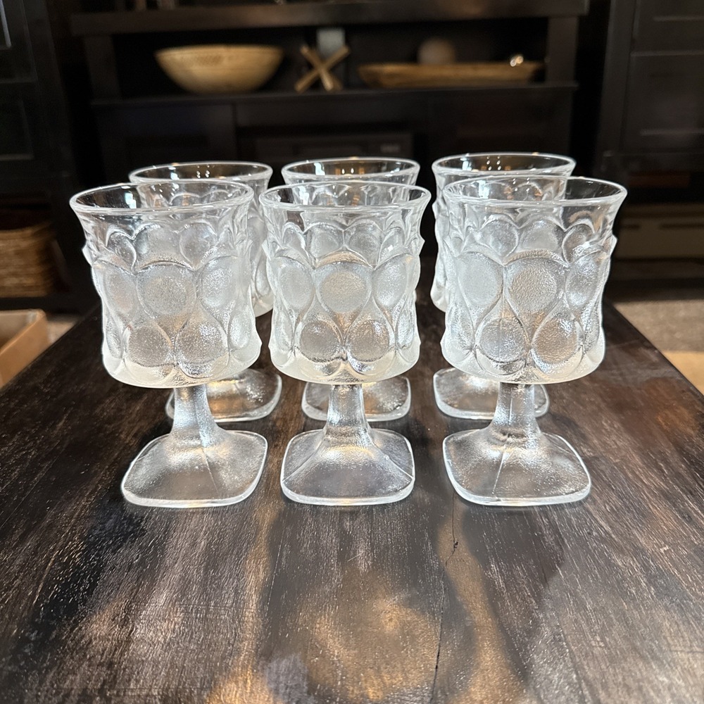 Vintage Noritake Spotlight Large Frosted Footed Glasses Set Of 6 Discontinued